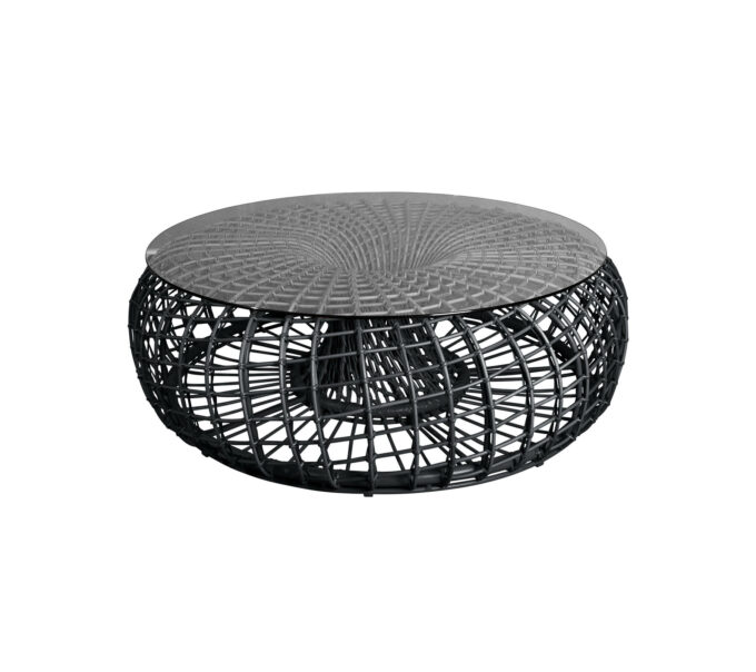 Grosse lavagrauer Nest Couchtisch mit Glasplatte von Cane-line.