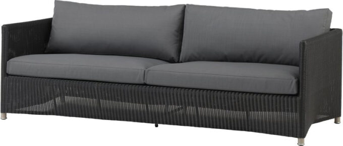 Diamond Geflecht 3-Sitzer Sofa mit Natté-Kissen in grau von Cane-line.