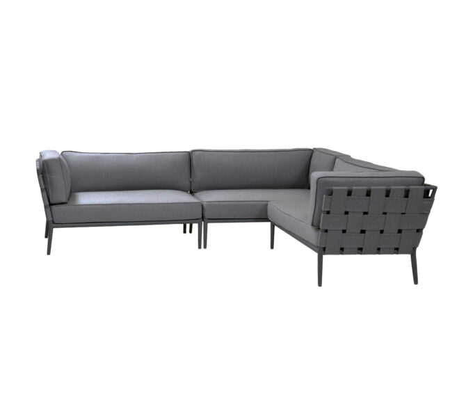 Conic Lounge-Ecke von Cane-line in lavagrau.