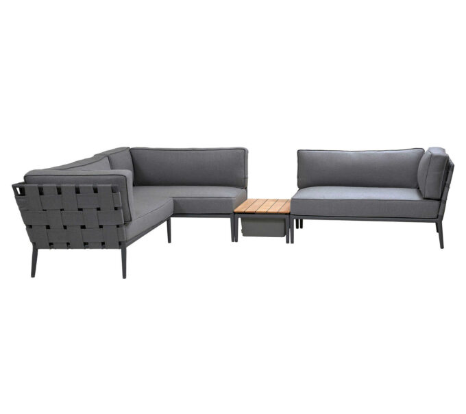 Conic Lounge in grau mit dem Box-Tisch von Cane-line.
