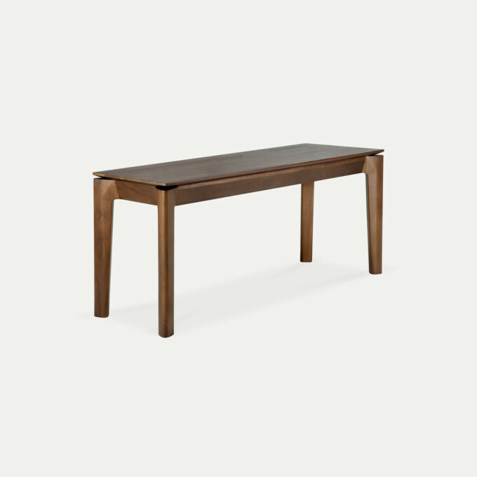 126x35x46 cm gross ist der Bok Bank in lackiertem Teak von Ethnicraft.