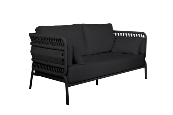 In dunkelgrauem Rope und Alu Gestell das 2 1/2 Sitzer Sofa 106 von mindo.