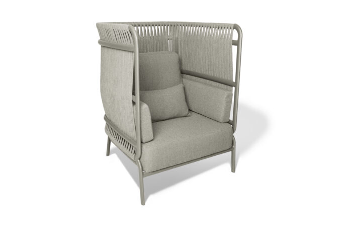 Highbacksessel 106 in Rope beige und hellgrauem Alu-Gestell von mindo.