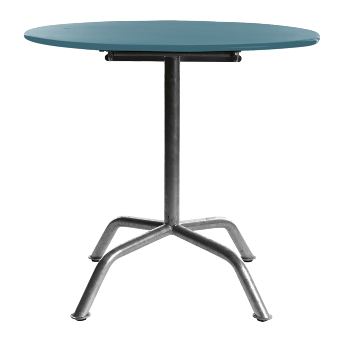 Von Manufakt der runde Klapptisch Bättig in Blaugrau mit 70 cm Durchmesser.
