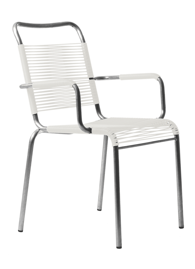 Spaghetti Stuhl Bättig 10a mit Armlehne in weiss von Manufakt.